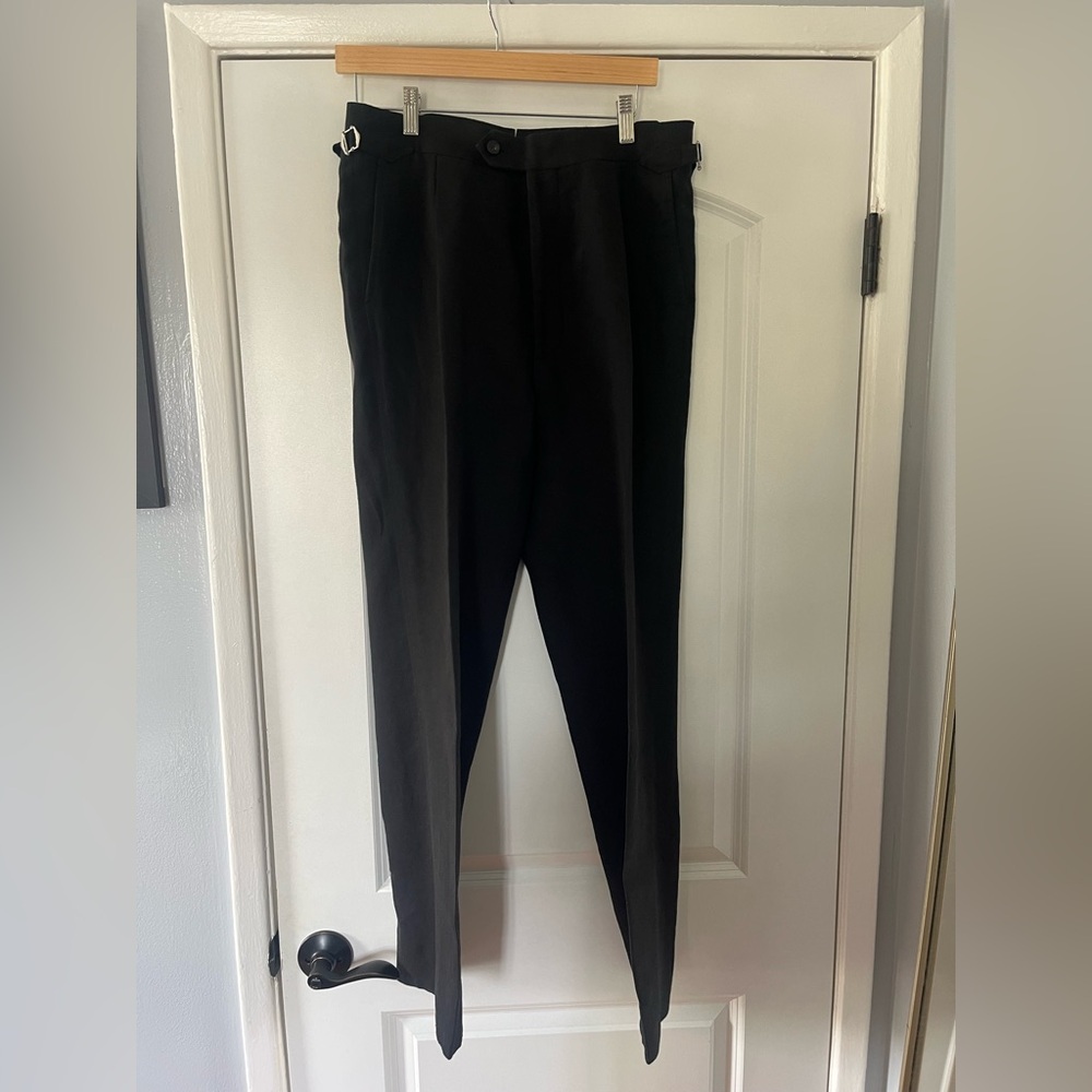 Suitsupply Duca Black 100% Linen Flat Front Dress Pants Trousers 30x30